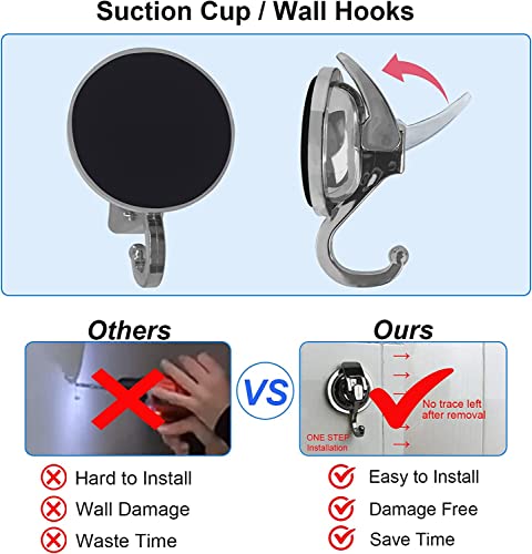 YSSILADI Heavy Duty Suction Cup Hooks for Shower, Bathroom Robe - Reusable, No Hole Punched, for Garland Decoration (Silver Grey, 2 Pack), XPG-TSX1 - Image 5