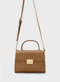 ELLA Contrast Jute Textured Satchel Bag