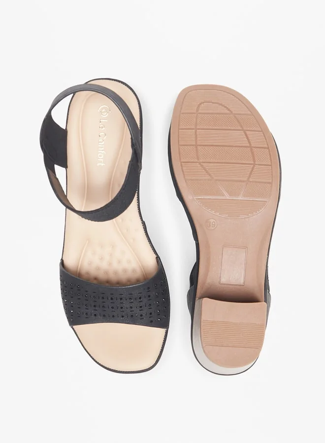 لو كونفورت Women's Embellished Slip-On Sandals with Block Heels