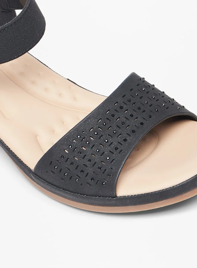 لو كونفورت Women's Embellished Slip-On Sandals with Block Heels