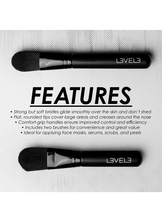 L3 Level 3 Facial Mask Application Brushes Set - Black Cosmetic Brush for Facial Mask, Scrub and Serum - Professional Beauty and Skin Care Applicator Tool  - Image 2