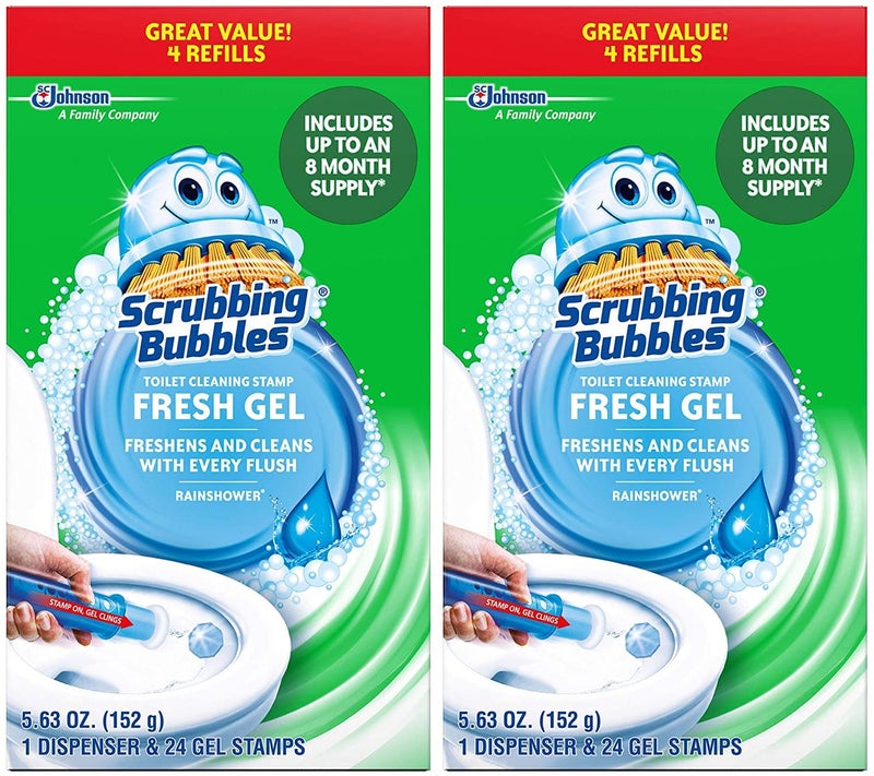 Mega Value Scrubbing Bubbles Toilet Cleaning Gel Fresh, 2 Dispensers, 8 Refills, 48 Gel Stamps, 10.72oz