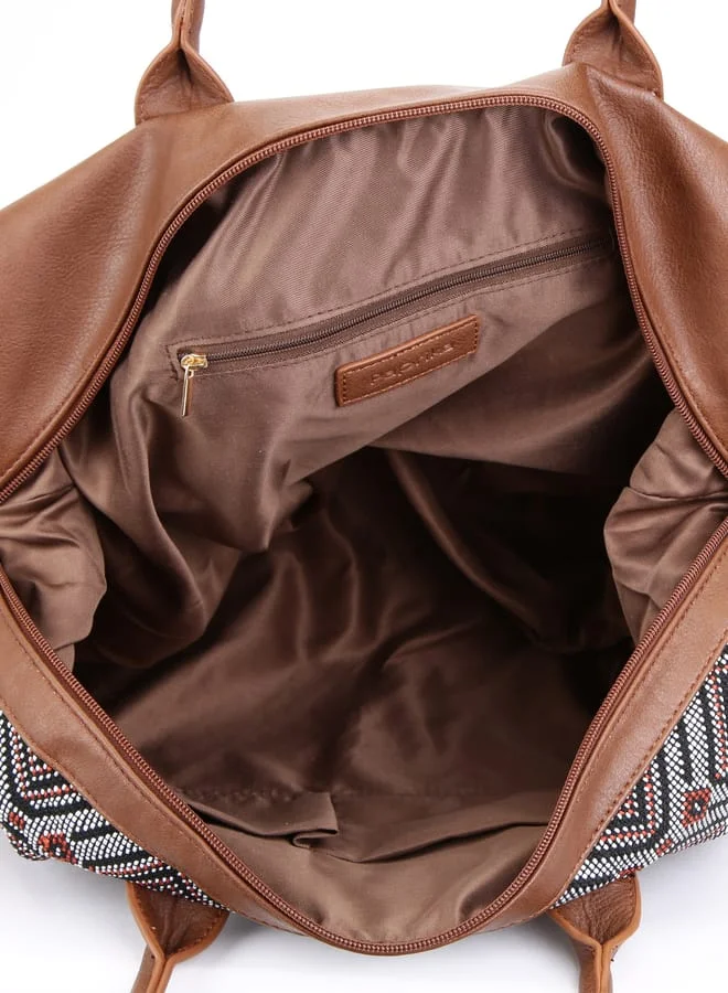 Paprika Women Textured Duffel Bag with Zip Closure