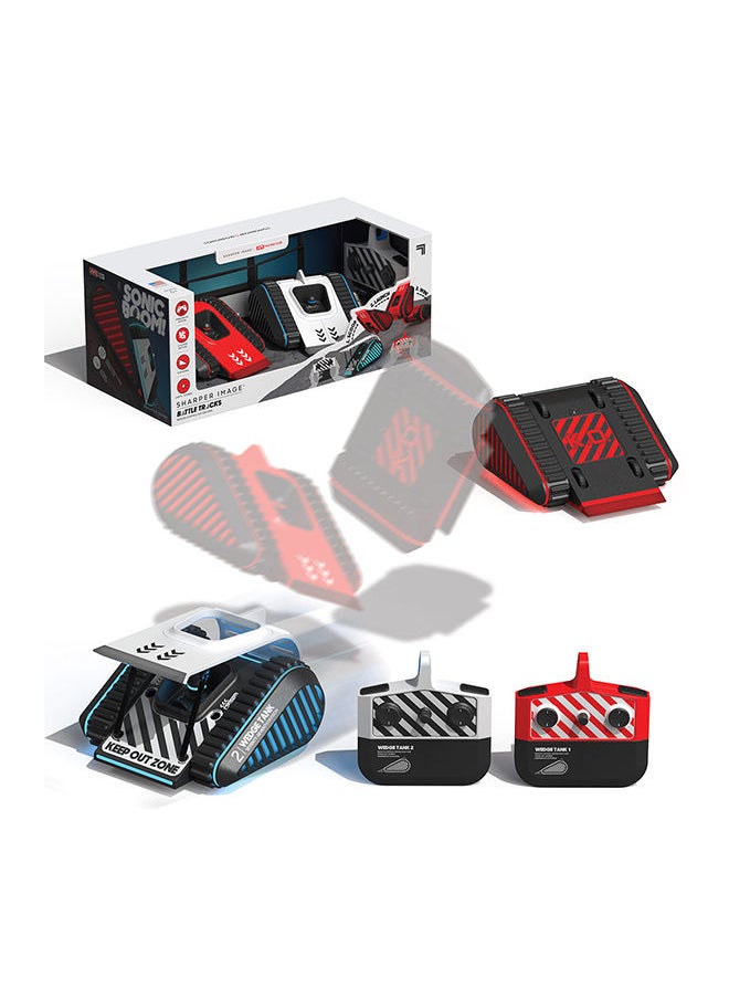 Sharper Image Toy RC Space Tank Wars LED, 2.4 GHz Remote Control Battle Tracks With Flip Ramps  - Image 4