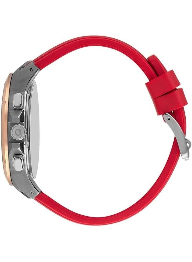 Quantum Men's Quartz Movement Watch, Chronograph Display and Titanium Silicone Strap - TTG1003.068, Red - Image 2