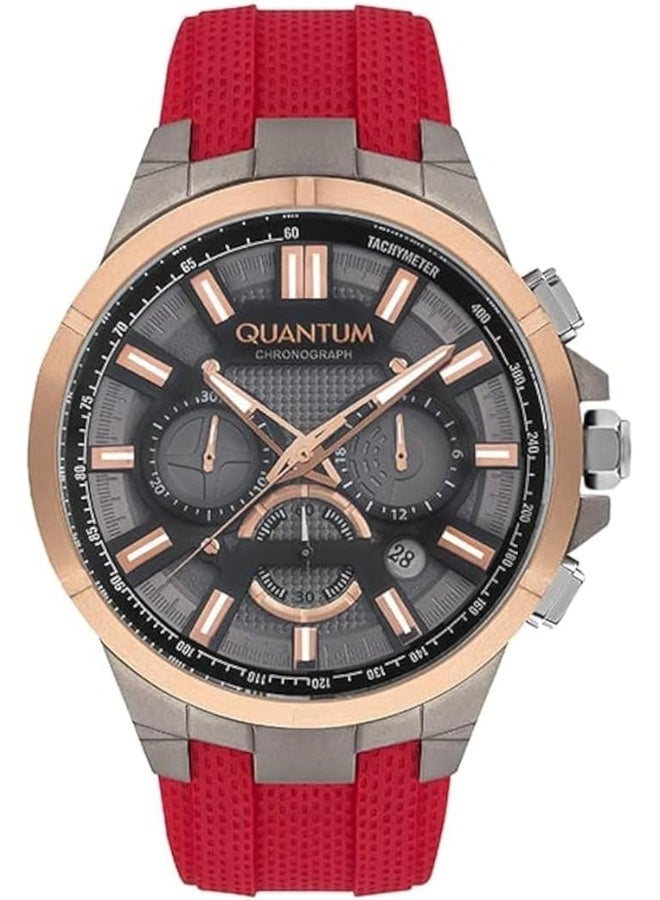 Quantum Men's Quartz Movement Watch, Chronograph Display and Titanium Silicone Strap - TTG1003.068, Red - Image 1