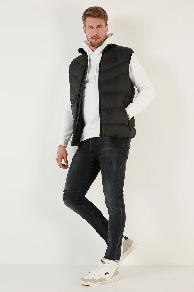 بوراتي Slim Fit Water and Wind Resistant Stand Collar Inflatable Vest Men's Vest 649008