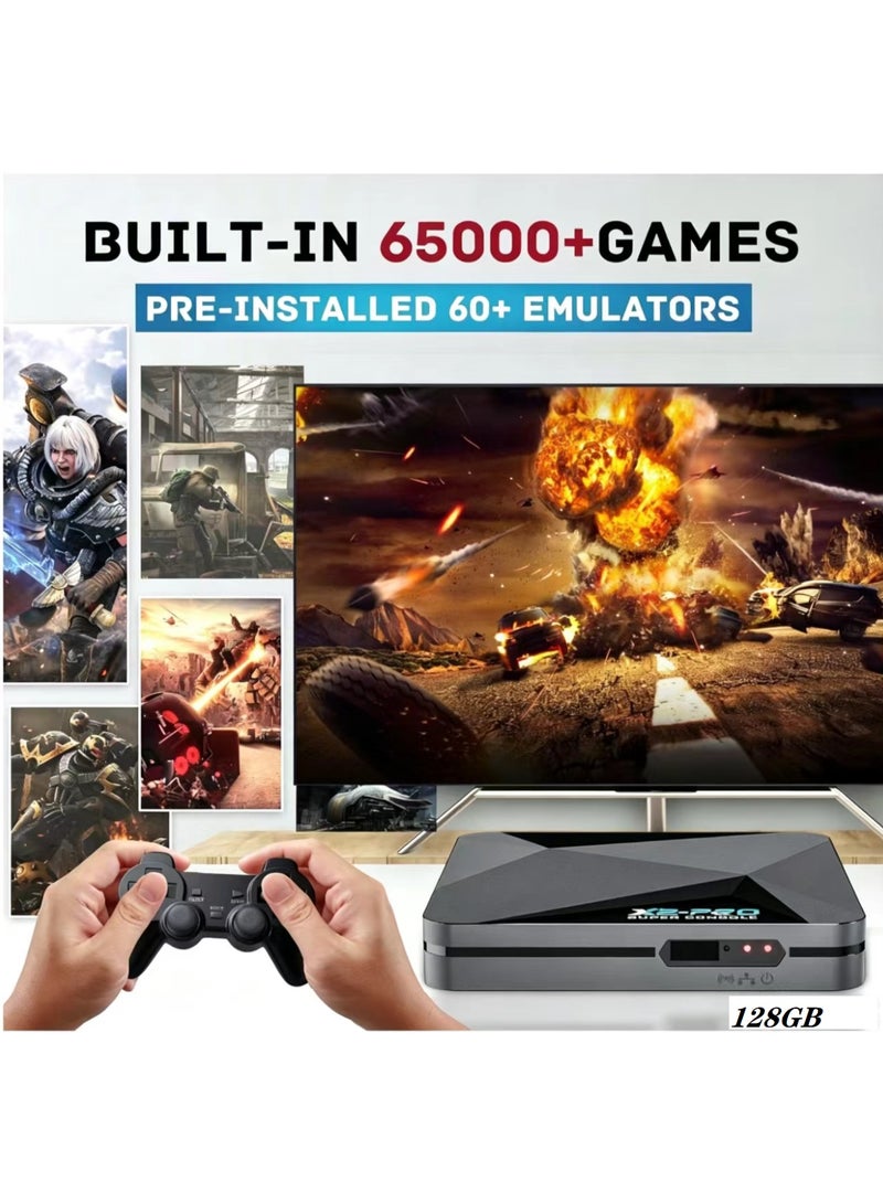 Super Console X2 Pro Retro Game Console 128GB 65000+ ألعاب محملة مسبقاً، 60+ محاكاة، 4K HDMI Output، نظام مزدوج، وحدات تحكم لاسلكية للترفيه العائلي - Image 3