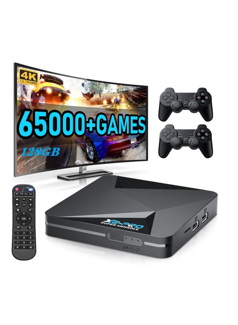 Super Console X2 Pro Retro Game Console 128GB 65000+ ألعاب محملة مسبقاً، 60+ محاكاة، 4K HDMI Output، نظام مزدوج، وحدات تحكم لاسلكية للترفيه العائلي - Image 1