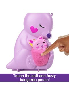 Polly Pocket 2 In 1 Travel Toy Playset Animal Toy With 2 Dolls & Accessories Mama & Joey Kangaroo Purse Large Compact  - Image 4