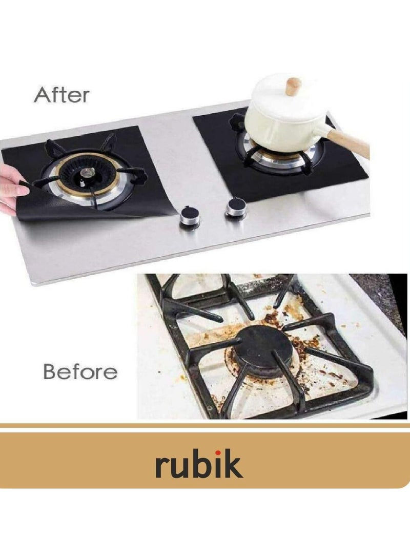 Rubik Gas Stove Burner Covers Non-Stick Gas Range Protectors Reusable Aluminum Foil Cover Liner Mat Pad -Dishwasher Safe Pack of 4 - Image 3
