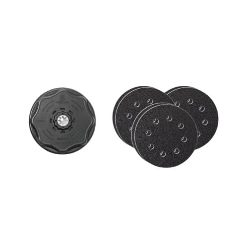 Fein Starlock Plus Round Sanding Set with Hook & Loop Attachment - Multi-Material Use, Perforated, 60, 80 and 180 Grit, 4-17/32" Edge Length - 63806195210 - Image 1