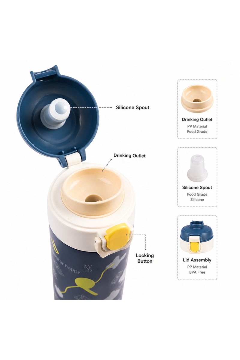 COCOBEE 500Ml Insulated Stainless Steel Water Bottle – Leakproof, Odour-Free, With Soft Grip Handle (Ages 3+) – Blue - Image 5