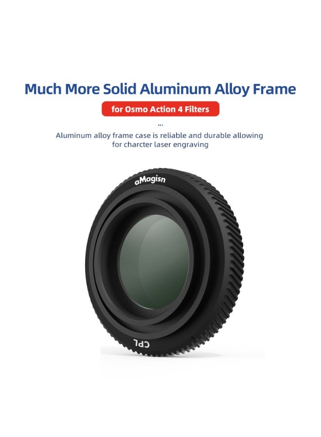 aMagisn فلتر CPL لـ DJI Osmo Action 5Pro/4 – فلتر عدسة مستقطب مضاد للانعكاس بكاميرا الحركة مع زجاج متعدد الطبقات، مقاوم للماء والضباب والخدوش، بدون زوايا مظلمة – إطار متين من الألمنيوم - Image 4