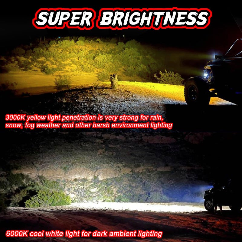 Auto Power Plus LED Pod Light Yellow Off Road Driving Cube Light LED Ditch Backup Work Lights Combo Bumper Light Bar Pods for Truck Pickup ATV UTV SUV 4x4 Motorcycle Boat - Image 5