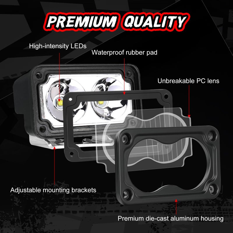 Auto Power Plus LED Pod Light Yellow Off Road Driving Cube Light LED Ditch Backup Work Lights Combo Bumper Light Bar Pods for Truck Pickup ATV UTV SUV 4x4 Motorcycle Boat - Image 3