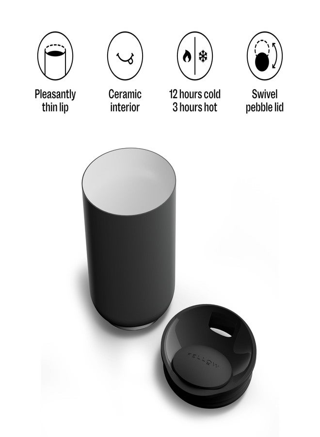 Fellow Rocky Lowball Tumbler Set of 2 - Insulated Stainless Steel Cocktail Tumblers with Ceramic Interior and Swivel Pebble Lid - 10 oz, Matte Black - Image 4