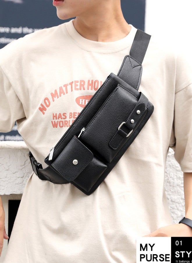 WAOKN Men's Outdoor Leisure Chest Bag, Boy's Business Travel Crossbody Bag Pack Belt Bag, Sports Cycling and Hiking Handbag Carrying Bag for College Students and Teenagers - Image 5