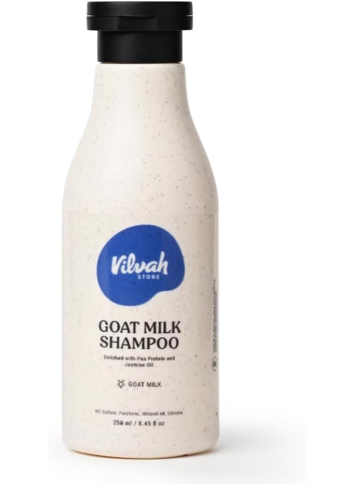 vilvah STORE شامبو حليب الماعز من فيلوف مناسب لجميع أنواع الشعر: المستقيم، المموج، المجعد - رائع للشعر الجاف والتالف، والتجاعيد والشعر المتطاير، يحتفظ بالترطيب طويل الأمد - 200 مل - Image 1