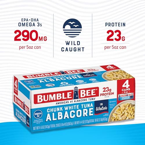 Bumble Bee Chunk White Albacore Tuna in Water 5 oz Can Pack of 4  Wild Caught Tuna  23g Protein per Serving High in Omega3s  NonGMO Project Verified Gluten Free Kosher - Image 5