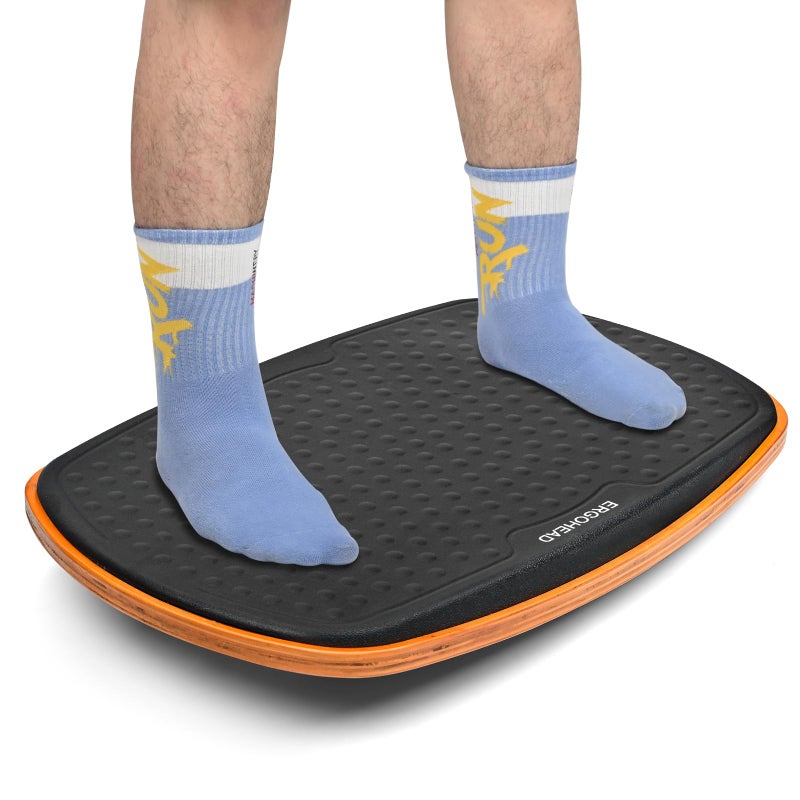 Ergohead Standing Desk Anti Fatigue Mat Balance Board 360 Rotation Exercise Wooden Wobble Board Stability Rocker Perfect for Office Workstation Home Gym Kitchen