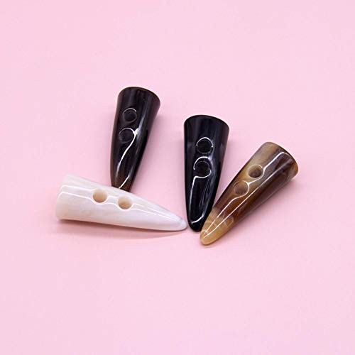 AUEAR, 40 Pack Resin Toggle Buttons 2x4 Inch Two Holes Horn Tooth Shape for Jacket Sewing DIY Accessories - Image 5