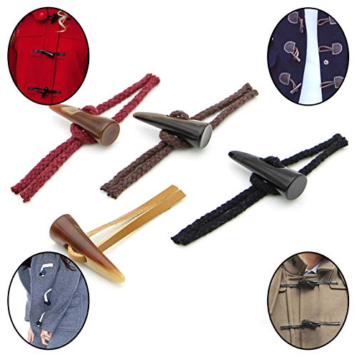 AUEAR, 40 Pack Resin Toggle Buttons 2x4 Inch Two Holes Horn Tooth Shape for Jacket Sewing DIY Accessories - Image 3