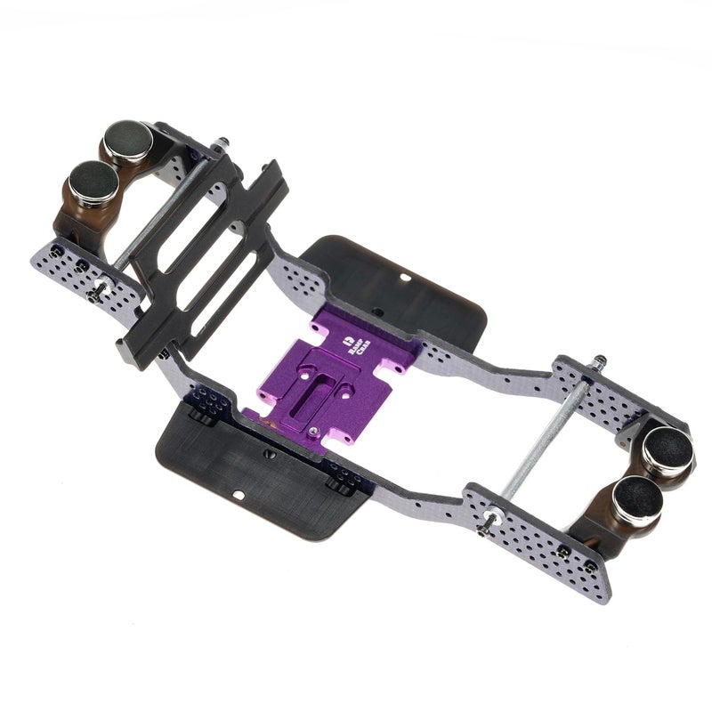RampCrab Carbon Fiber Chassis Kit for SCX24 7 Angled Skid LCG Chassis Kit for Axial SCX24 C10 JLU Bronco Deadbolt Purple - Image 3