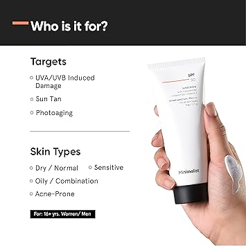 Minimalist Sunscreen SPF 50 Lightweight No White Cast Broad Spectrum PA Acne Safe For Men Women 50 g Pack of 1 - Image 3