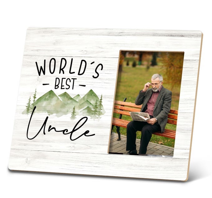 Uncle Gifts 10x8 inch Wooden Tabletop Photo Frame Worlds Best Uncle