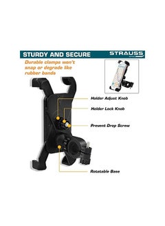 STRAUSS Bike Mobile Holder - Adjustable 360° Rotation Bicycle Phone Mount | Bike Accessories | Bike Phone Holder (Black)  - Image 5