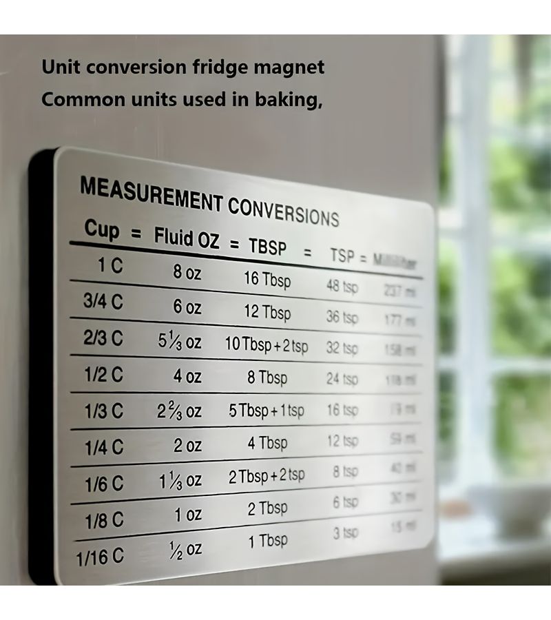 430 Stainless Steel Fridge Magnet With Magnetic Scale Plate Common Unit Conversion Comparison Table 4 3 X 3 3 Inches - Image 2