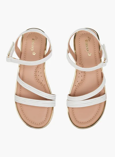 JUNIORS Girls Solid Open Toe Sandals with Hook and Loop Closure