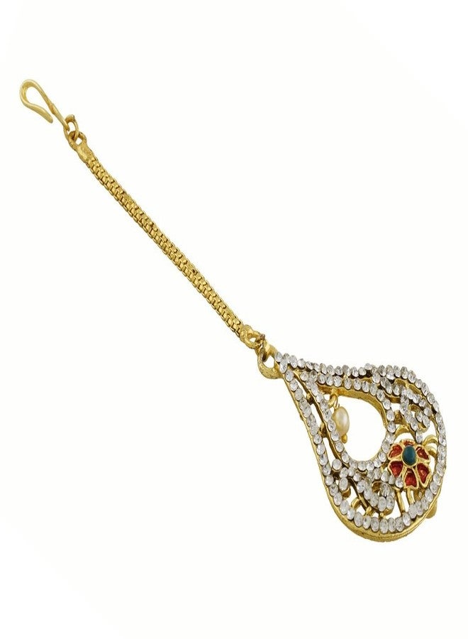 Vama Fashions Maang teeka Mang Tikka tika Maangtika Mathapatti for Women Traditional - Image 3