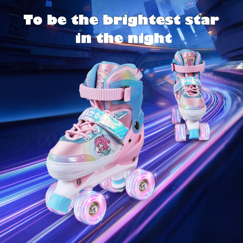 Hualonger Roller Skates,4 Size Adjustable Roller Skates Kids,Light-Up Wheels and Adorable Cartoon Designs, Multiple Layers of Protection for Girls and Boys,Suitable Indoor Outdoor - Image 5