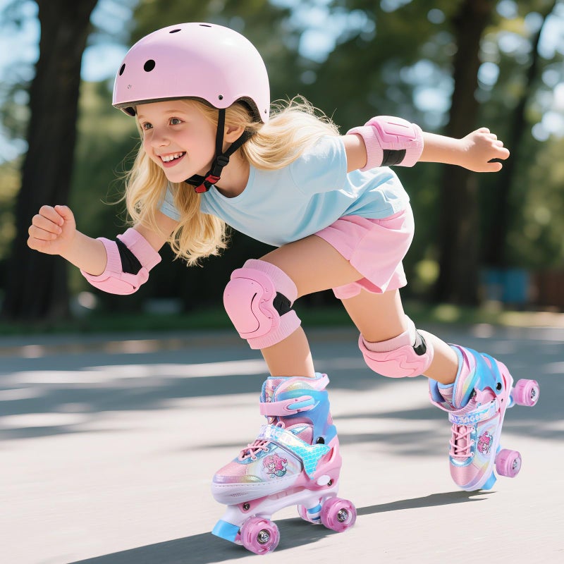 Hualonger Roller Skates,4 Size Adjustable Roller Skates Kids,Light-Up Wheels and Adorable Cartoon Designs, Multiple Layers of Protection for Girls and Boys,Suitable Indoor Outdoor - Image 2