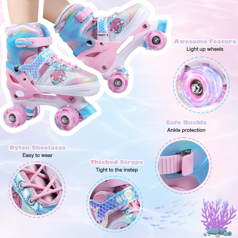 Hualonger Roller Skates,4 Size Adjustable Roller Skates Kids,Light-Up Wheels and Adorable Cartoon Designs, Multiple Layers of Protection for Girls and Boys,Suitable Indoor Outdoor - Image 4