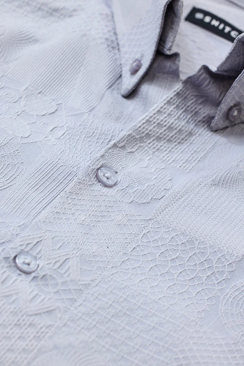 SNITCH Light Grey Textured Long Sleeve Slim Fit Shirt