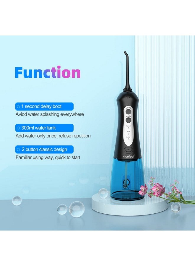 نايس فيل منظف أسنان لاسلكي بالماء، جهاز تنظيف فم محمول وقابل لإعادة الشحن من Nicefeel بسعة 300 مل للسفر، مقاوم للماء بدرجة IPX7، خيط تنظيف مائي بثلاثة أوضاع مع 4 رؤوس نفاثة للعائلة - Image 2