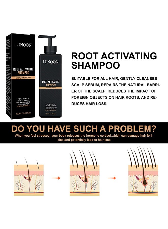 LUNOON Root Activating Shampoo, Strengthen Hair Root Anti Falling And Firm Hair, Thick And Fluffy Hair, Soft And Strong Hair Repair And Care Shampoo, 100ML - Image 4
