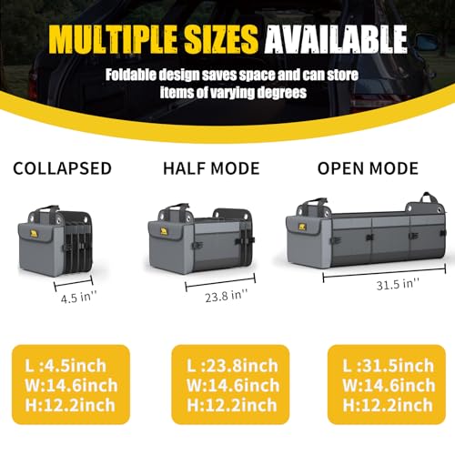 MIKKUPPA Car Trunk Organizer with Cooler Bag - 5 Compartments 1680D Oxford Car Organizer, Portable Suv Trunk Storage with 2 Adjustable Straps for Auto, Truck, Suv (Gray) - Image 5