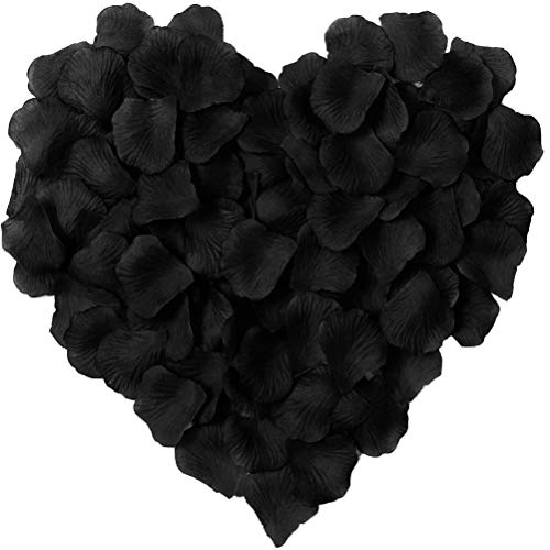 LZXD 1000 Pieces Black Artificial Silk Rose Petals Flower Decoration Wedding Party Color Black - Image 1