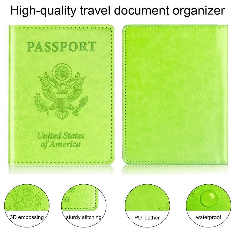 Herain Green & Orange Passport Holder for Travel, Cruise Essentials Passport Wallet Cover Case for Family Women Men, Travel Accessorie Gifts Must Haves Passports Book Protector - Image 4