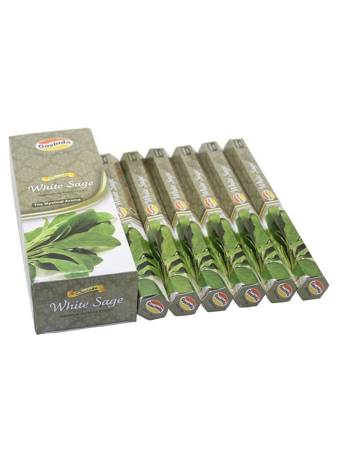 Govinda - Govinda Incense - White Sage - 120 Incense Sticks, Premium Incense, Masala Coated - Image 1