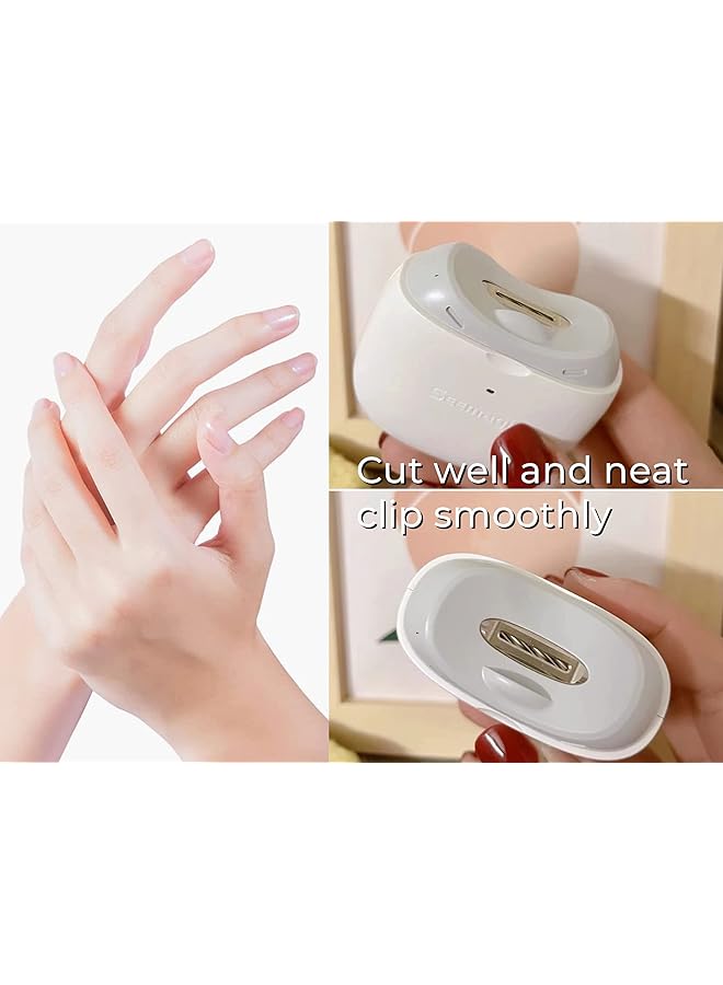 Seemagic Portable Automatic Electric Nail Clipper & Trimmer With Two Speed Mode Quiet Nail Cutter Multi Level Safety Protection Rechargable Long Battery Life Type C Charging White - Image 4