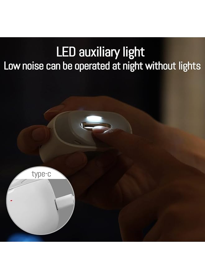 Seemagic Portable Automatic Electric Nail Clipper & Trimmer With Two Speed Mode Quiet Nail Cutter Multi Level Safety Protection Rechargable Long Battery Life Type C Charging White - Image 5