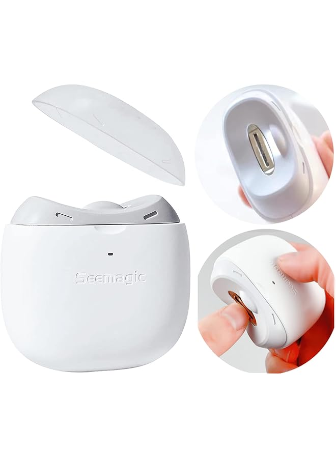 Seemagic Portable Automatic Electric Nail Clipper & Trimmer With Two Speed Mode Quiet Nail Cutter Multi Level Safety Protection Rechargable Long Battery Life Type C Charging White - Image 1