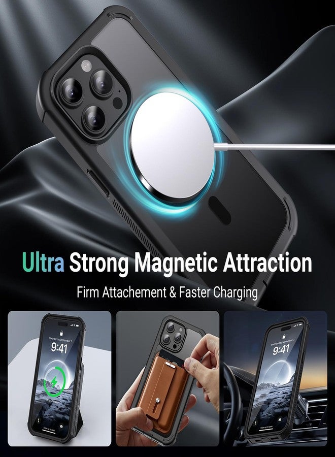 jaroco for iPhone 15 Pro case, [Compatible with MagSafe][Military Grade Drop Protection][Heavy Duty Protection][Non-Slip][Shockproof] with 2-Layer Durable Bumper Phone Case 6.1''-Black - Image 3