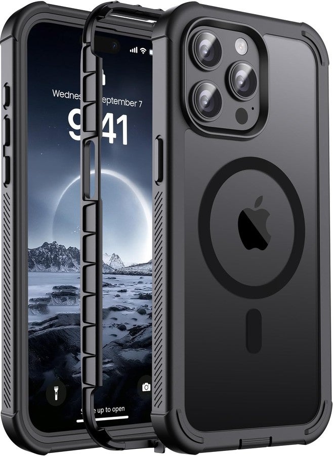jaroco for iPhone 15 Pro case, [Compatible with MagSafe][Military Grade Drop Protection][Heavy Duty Protection][Non-Slip][Shockproof] with 2-Layer Durable Bumper Phone Case 6.1''-Black - Image 1