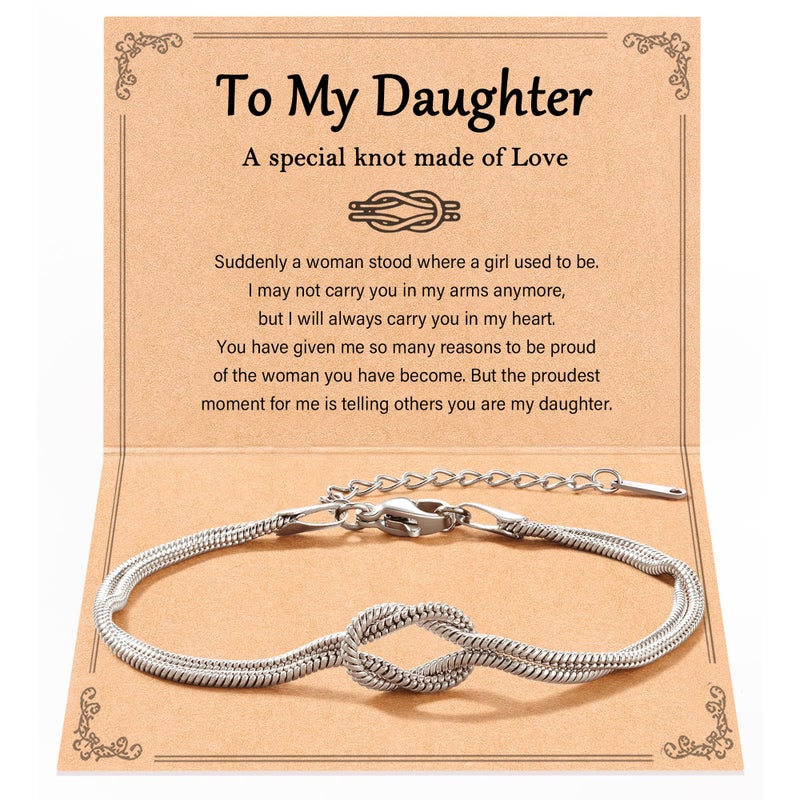 Tarsus Daughter Gifts from Mom, Mothers Day Daughters Knot Bracelet Jewelry Valentines Birthday Christmas Gifts for Adults Daughter Teens - Image 1
